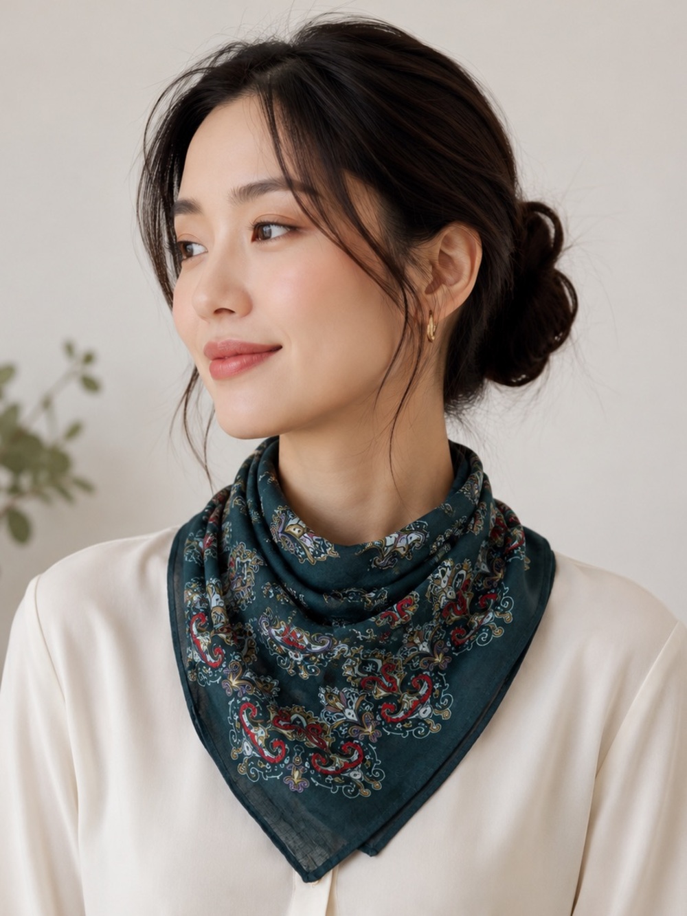 Vismaya Embroidered Square Scarf / BANDANA